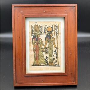 Framed Egyptian Papyrus Artwork – 4x6 Hand-Painted Scene, 7.5x9.5 Frame